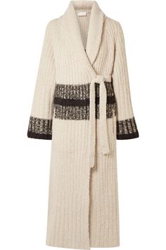 Striped ribbed wool-